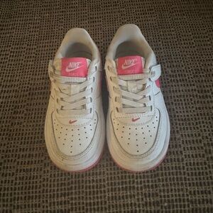 Nike Kids White and Pink Force Sneakers
